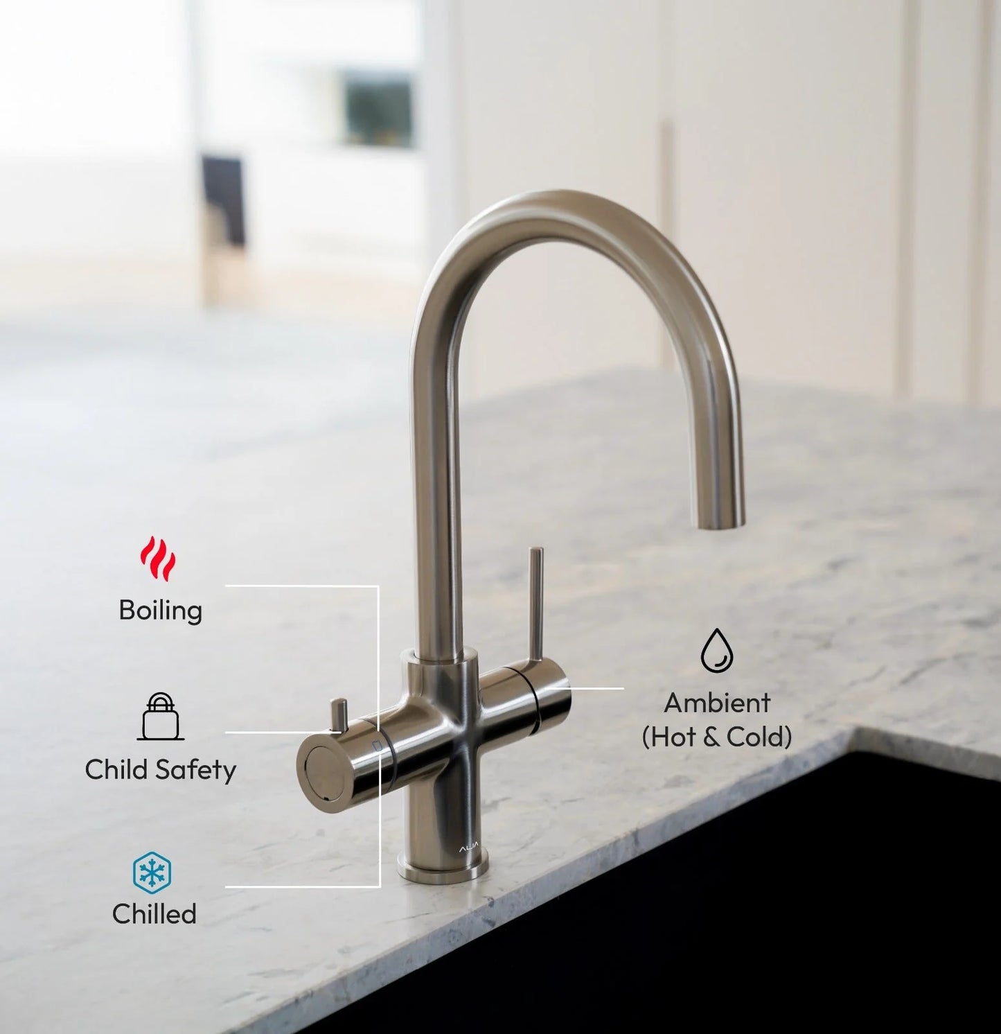 Alia 4-in-1 Instant Boiling Filtered Water Tap - Gunmetal Grey