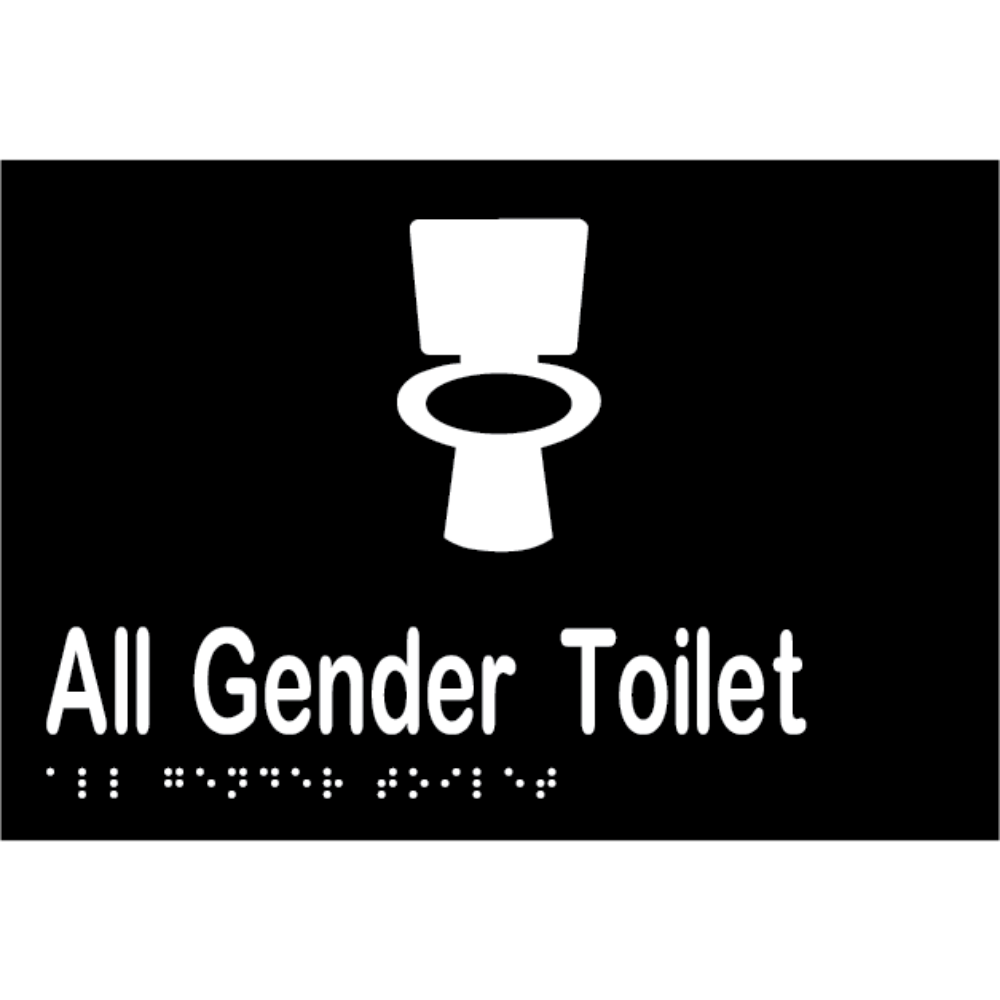 All Gender Toilet Sign - Vinyl - Black with White Infill