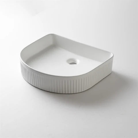 415*365*100mm Matte White with Fluted Design Above Counter Basin