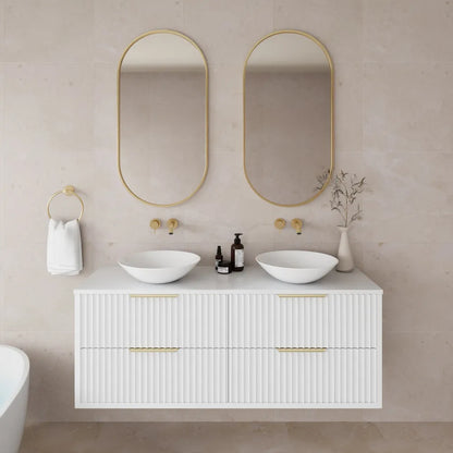 1500mm Rome Wall Hung Vanity PVC - Cabinet Only - Double Bowl - Matte White