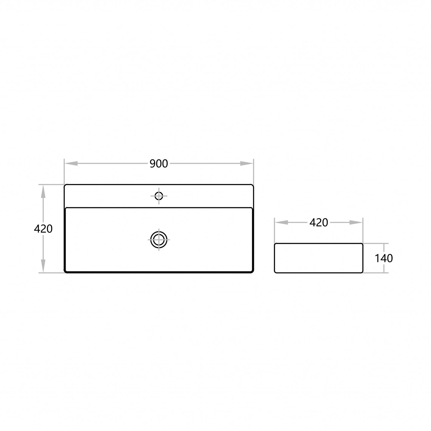 900mmx420mm  Above Counter Basin - Gloss White