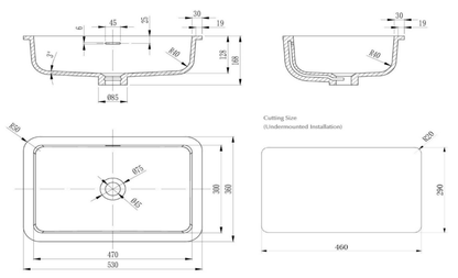 Thalios - Undermount - 530 x 360 x 168 - Matte White