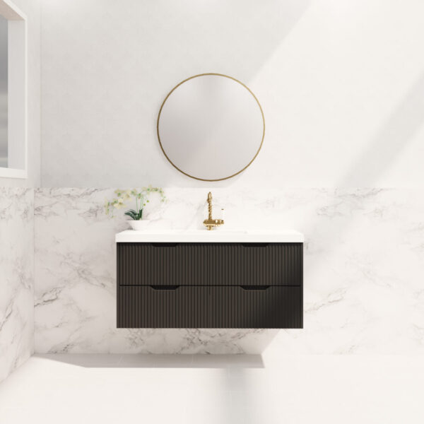 1200mm * Matt Black           * Fluted style          *  2 tiers                 4 Drawers                      * Wall Hung