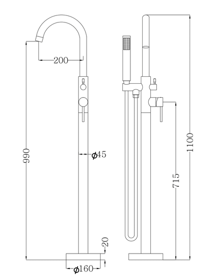 Mica Freestanding B/Spout - Mixer W/Hpiece - Living Brass