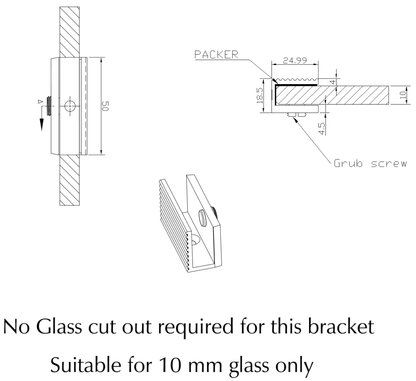 Fluted Shower Bracket 50x25 - BRUSHED NICKEL