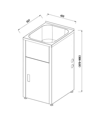 455mm 35L Stainless Steel Laundry Tub - Matte Black