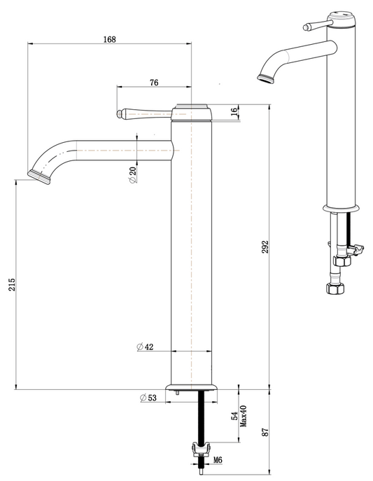 Mica Heritage TALL Basin Mixer - Brushed Nickel