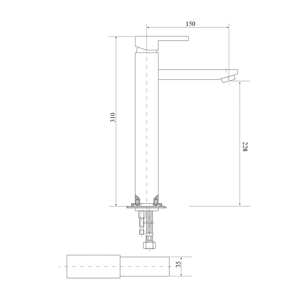 High Rise Square Design Basin Mixer