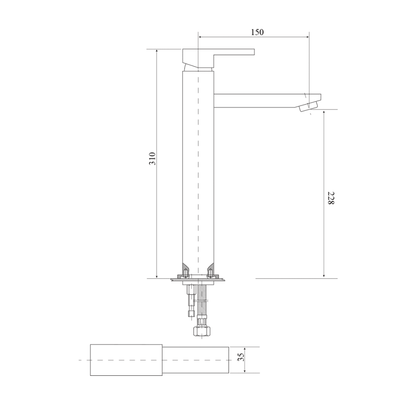 High Rise Square Design Basin Mixer