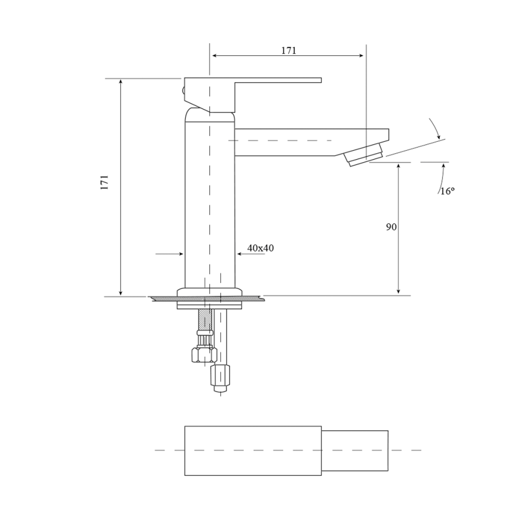 Deko Square Basin Mixer Tap - BLACK