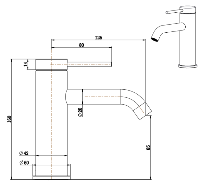 Mica Basin Mixer - Curved Spout - Living Brass