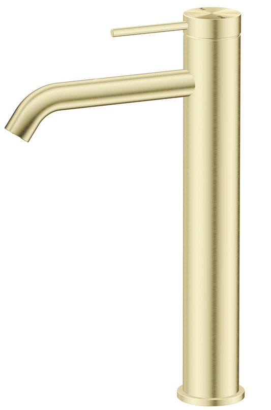 Mica TALL Basin Mixer - Curved Spout - FRENCH GOLD