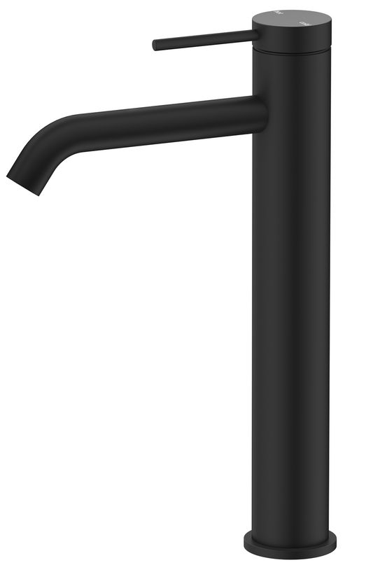 Mica TALL Basin Mixer - Curved Spout - BLACK