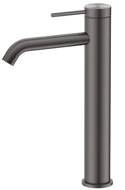Mica TALL Basin Mixer - Curved Spout - GUN METAL