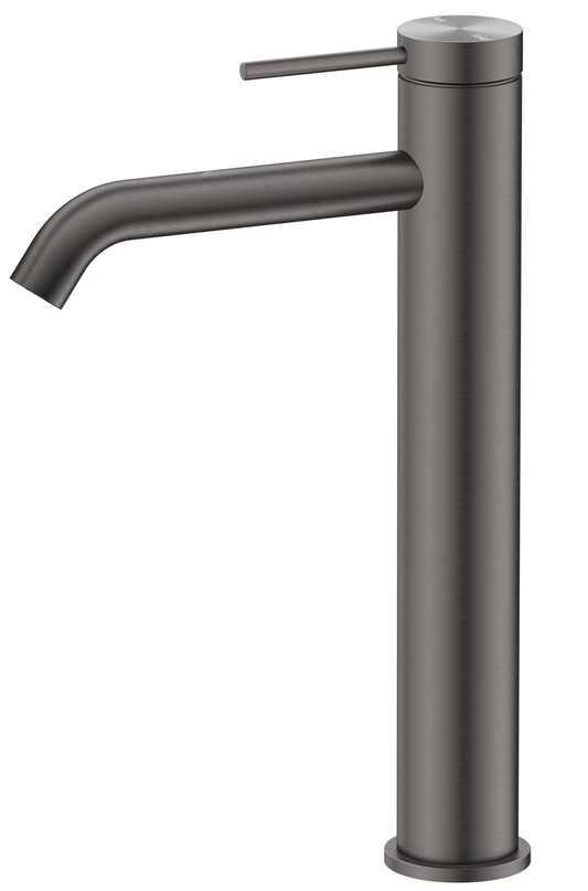 Mica TALL Basin Mixer - Curved Spout - GUN METAL