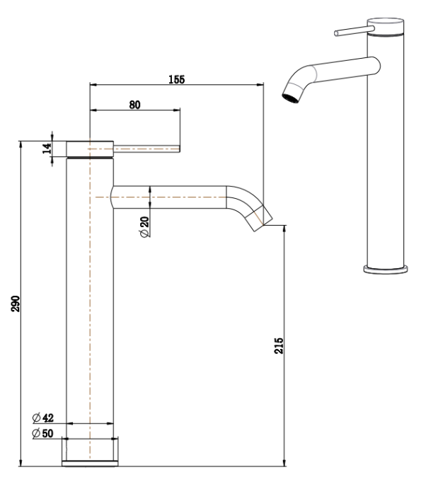 Mica TALL Basin Mixer - Curved Spout - BRUSHED NICKEL