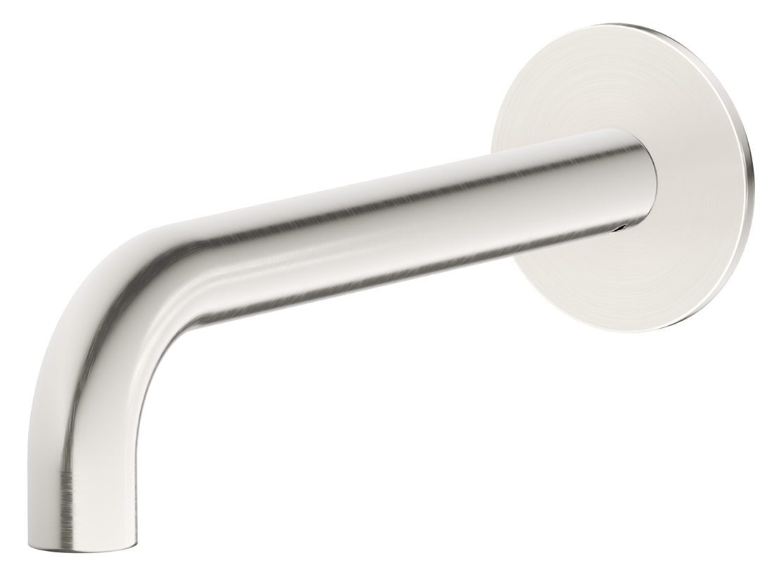 Mica Bath Spout - Curved - 250mm - BRUSHED NICKEL