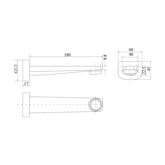Celsior Bath Spout - 180mm - Black/Gold