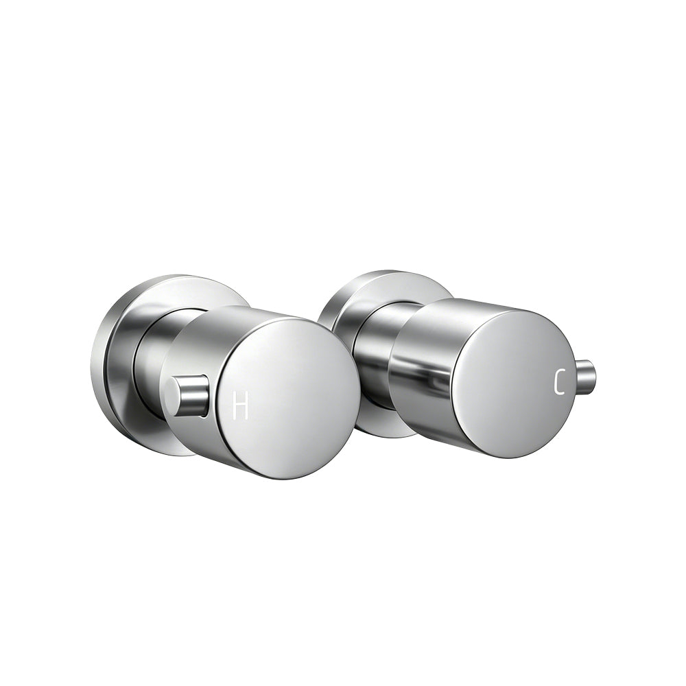 Round Brushed Nickel Shower Wall Taps