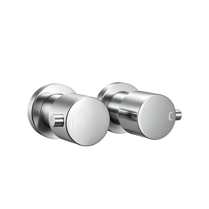 Round Brushed Nickel Shower Wall Taps