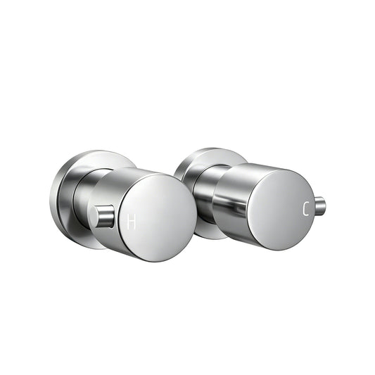 Round Brushed Nickel Shower Wall Taps