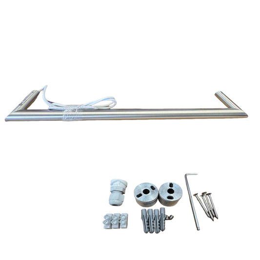 Round Horizontal Brushed Nickel Electric Heated Towel Rack Single Bar