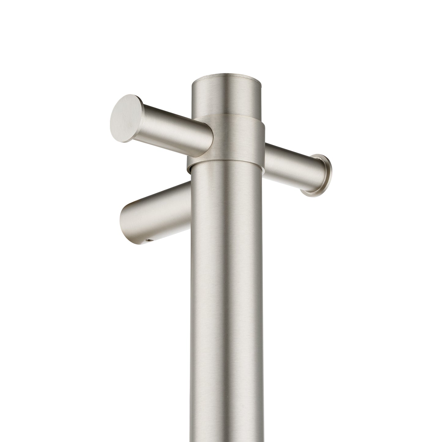 Round Vertical Brushed Nickel Electric Heated Towel Rack Single Bar(with Timer)