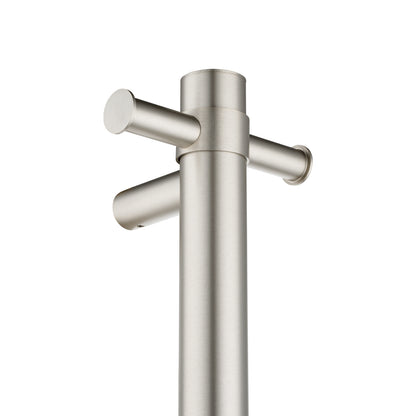 Round Vertical Brushed Nickel Electric Heated Towel Rack Single Bar(with Timer)