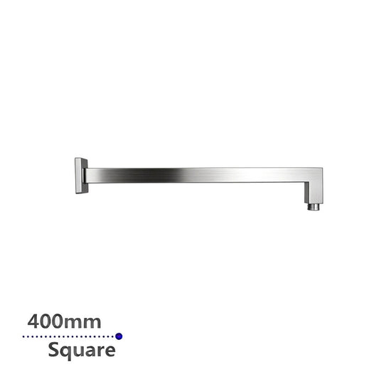Square Brushed Nickel Wall Mounted Shower Arm 400mm