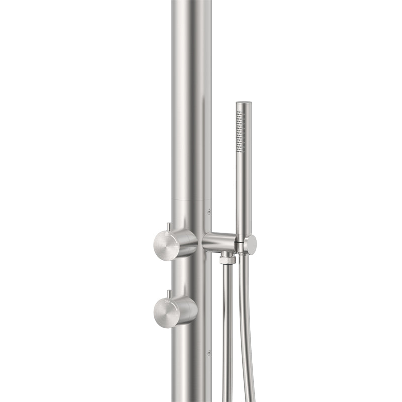 Round Out-Door Use Stainless Steel Freestanding Shower With Handheld Shower