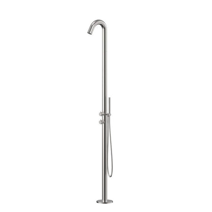 Round Out-Door Use Stainless Steel Freestanding Shower With Handheld Shower
