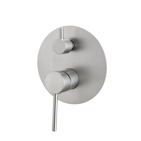 LUCID PIN Series Round Brushed Nickel Wall Mixer with Diverter(color up)