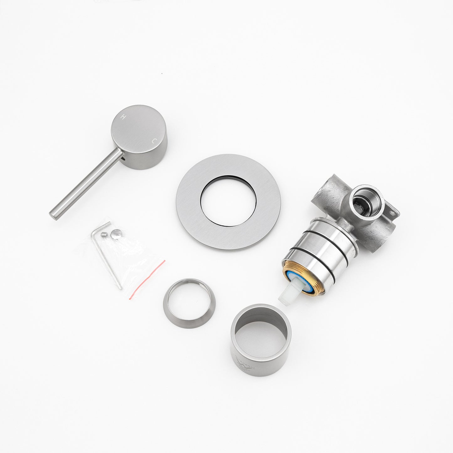 LUCID PIN Series Round Brushed Nickel Wall Mixer(color up)