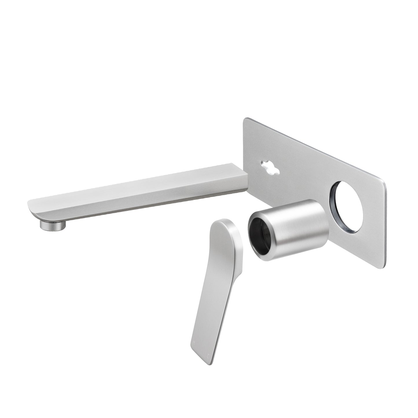 RUSHY Series Square Brushed Nickel Wall Mixer with Spout(color up)(with extension)