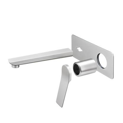 RUSHY Series Square Brushed Nickel Wall Mixer with Spout(color up)(with extension)