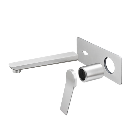 RUSHY Series Square Brushed Nickel Wall Mixer with Spout(color up)(with extension)