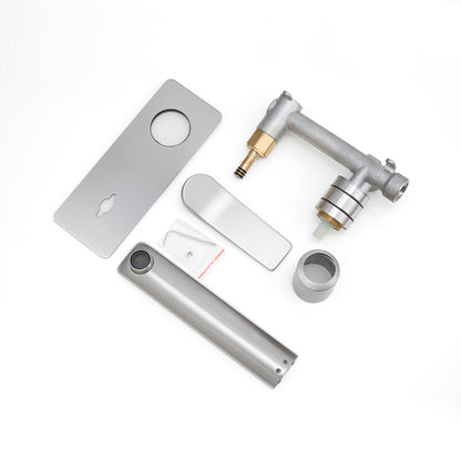 RUSHY Series Square Brushed Nickel Wall Mixer with Spout(color up)(with extension)