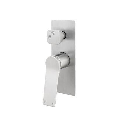 RUSHY Series Square Brushed Nickel Wall Mixer With Diverter (color up)