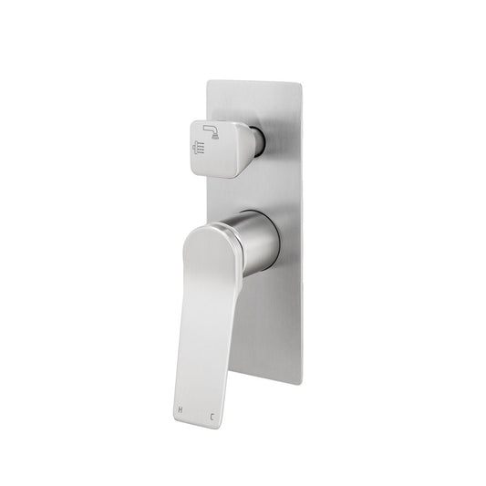 RUSHY Series Square Brushed Nickel Wall Mixer With Diverter (color up)