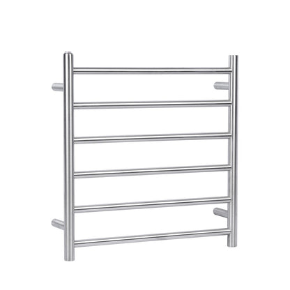 Round Brushed Nickel Electric Heated Towel Rack 6 Bars