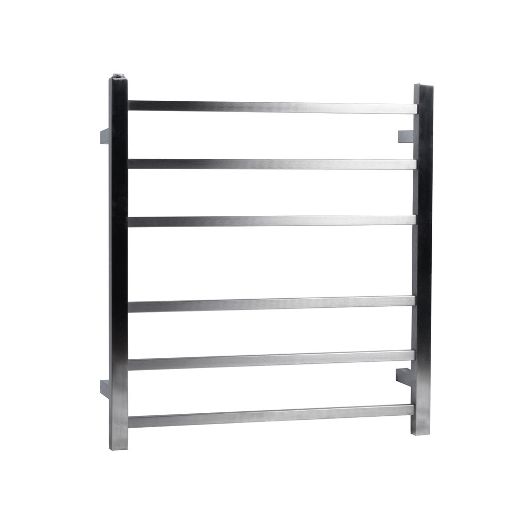 Square Brushed Nickel Electric Heated Towel Rack 6 Bars