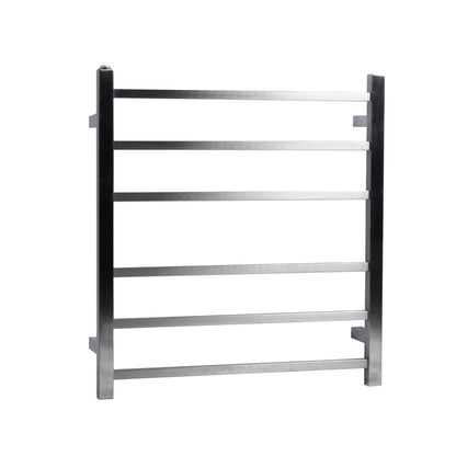 Square Brushed Nickel Electric Heated Towel Rack 6 Bars