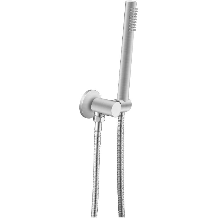 Round Brushed Nickel Shower Rail with Handheld Shower(Stainless Steel Hose)