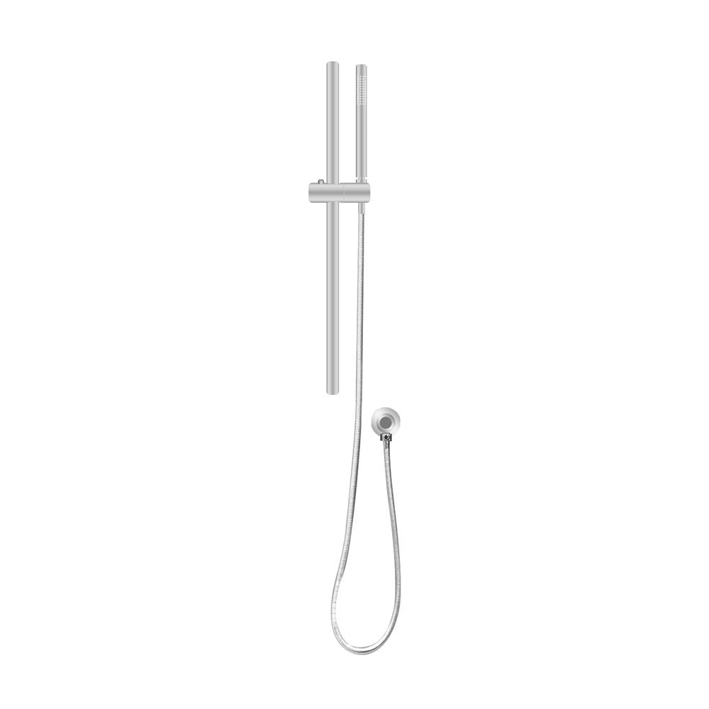 Round Brushed Nickel Stainless Steel Rail with Handheld Shower,Fixed Wall Connector Set