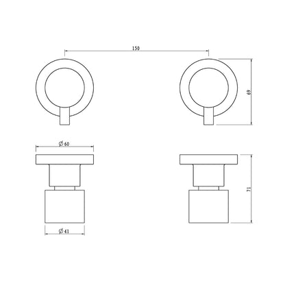 Round Light Brushed Brass Shower Wall Taps