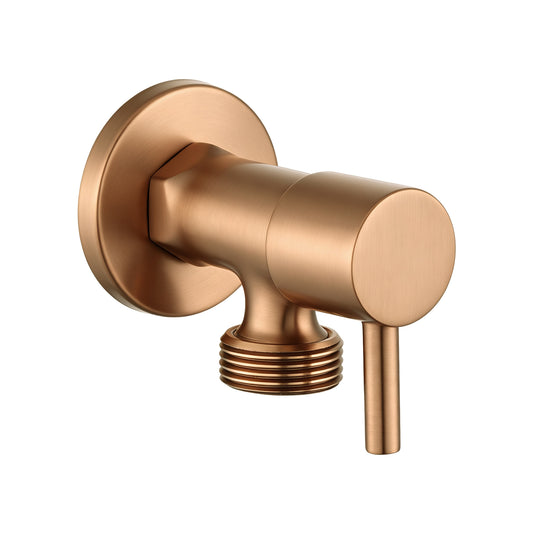 Bathroom Round Brushed Copper 1/4 Turn Washing Machine Stop Tap(One Piece)
