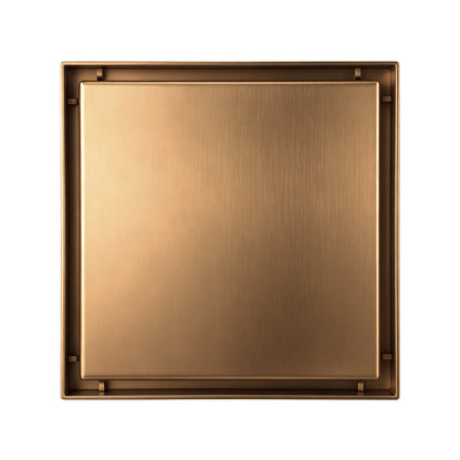 120*120mm Brushed Copper Stainless Steel Tile Insert Floor Drain(80mm Outlet)