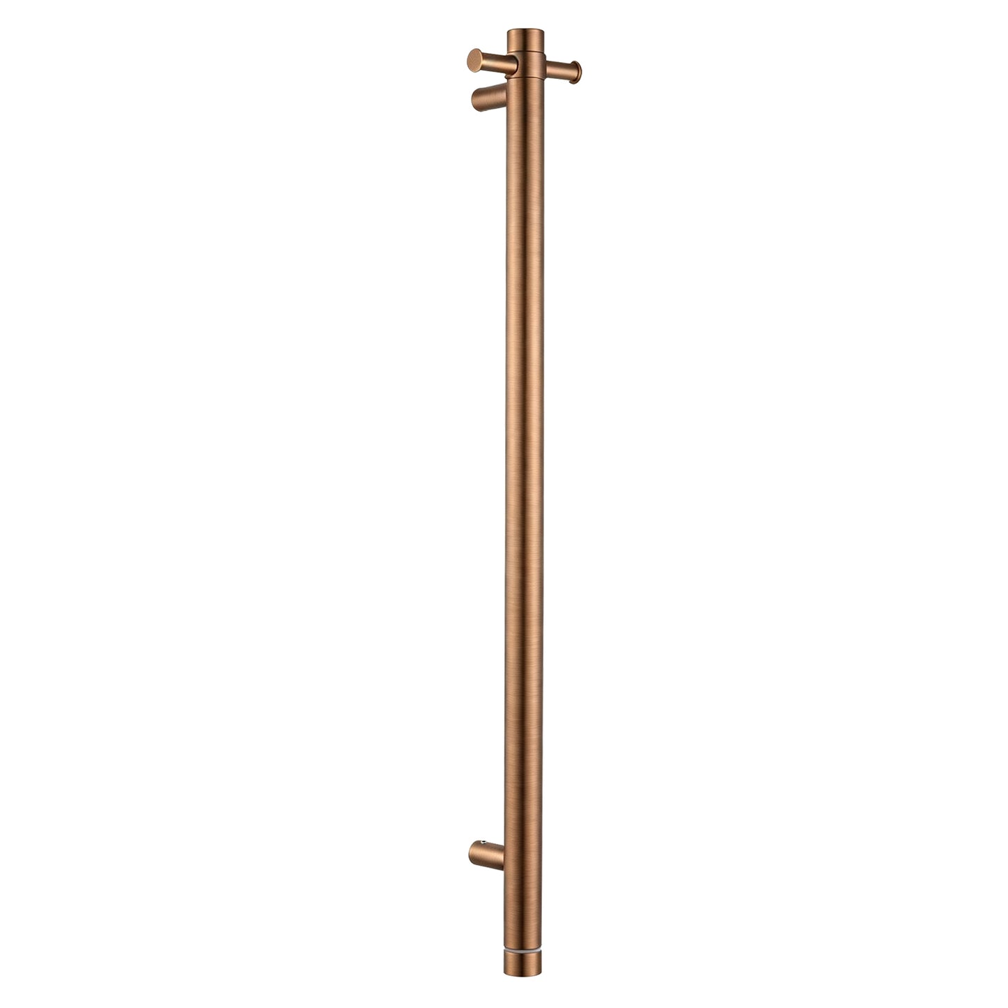 Round Vertical Brushed Copper Electric Heated Towel Rack Single Bar(with Timer)