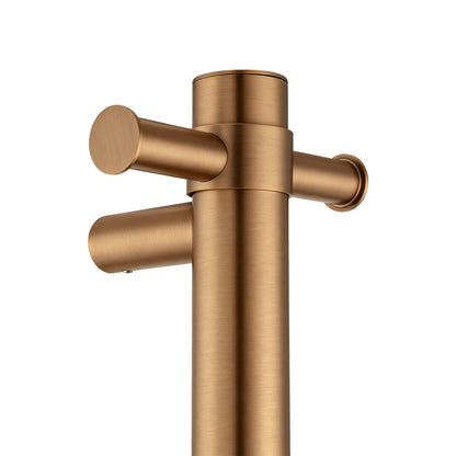Round Vertical Brushed Copper Electric Heated Towel Rack Single Bar(with Timer)