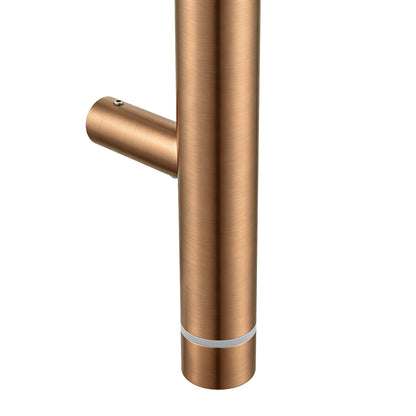 Round Vertical Brushed Copper Electric Heated Towel Rack Single Bar(with Timer)